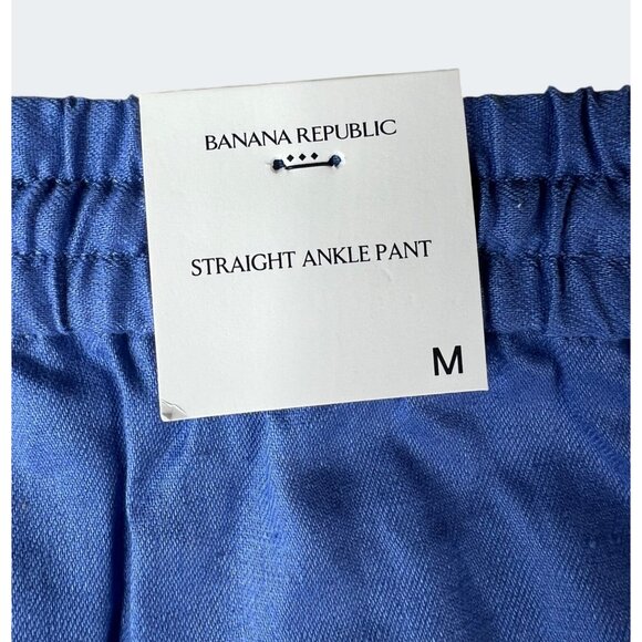 Banana Republic Poplin Relaxed Straight Ankle Pants Pull On Drawstring Blue M - Picture 11 of 15